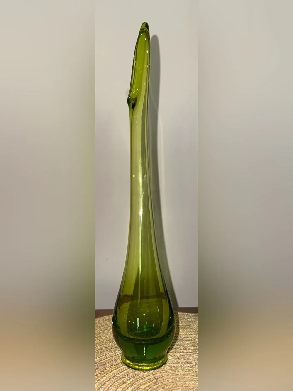 Vintage Viking Avocado Green Swung Glass Bud Vase MCM